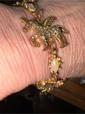 Unicorn winged bracelet. 6 3/4 inches